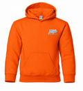 Youth Pagel Services orange hoodie — front view
