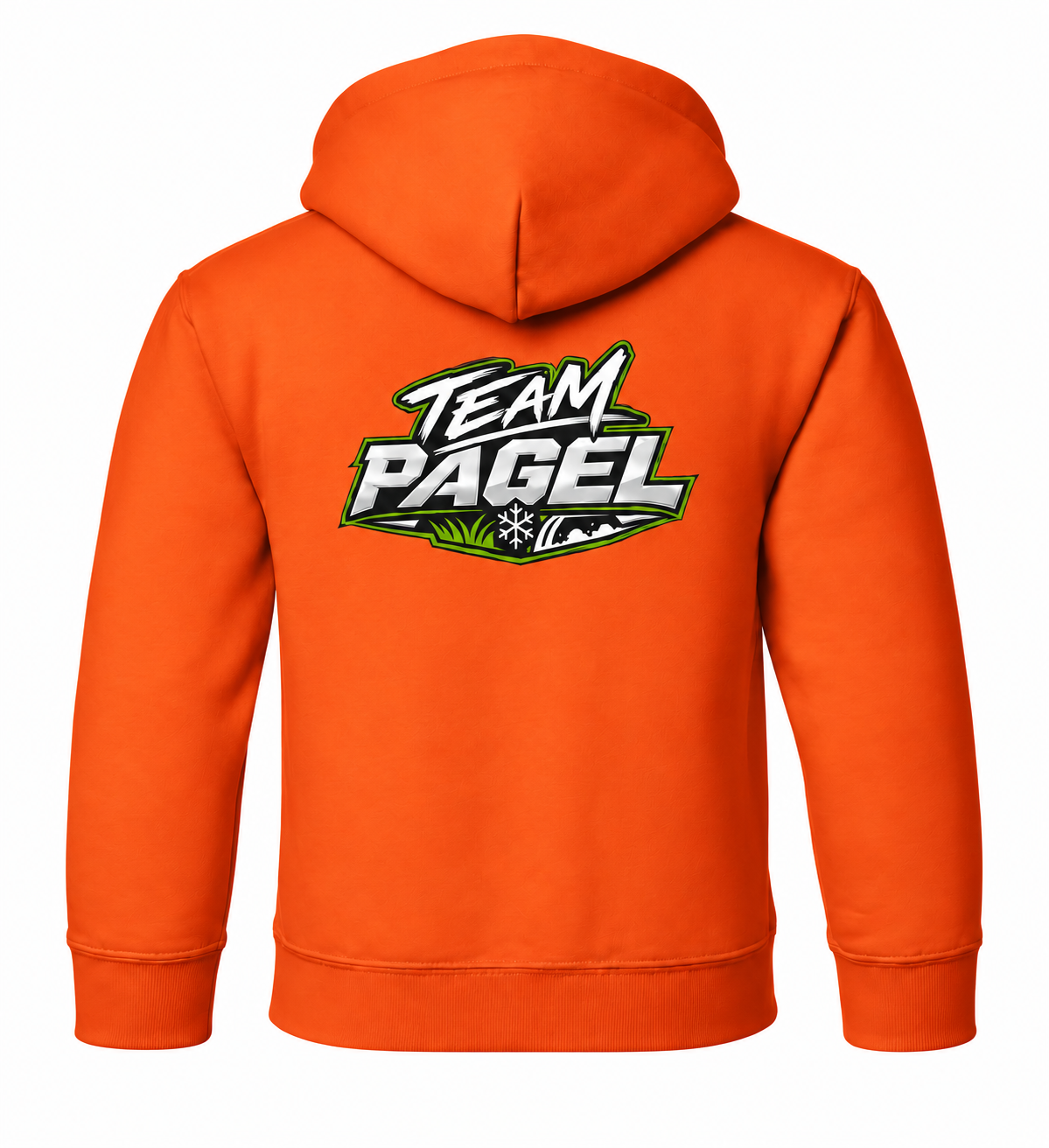 orange youth Team Pagel sweatshirt — back view